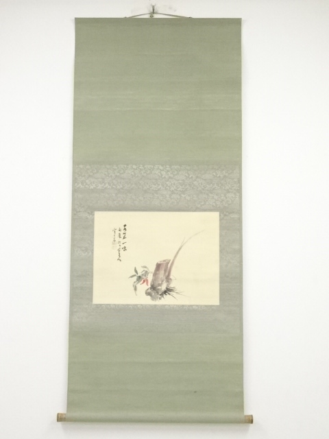JAPANESE HANGING SCROLL / HAND PAINTED / PLANTS (1916)